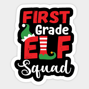 Cute First Grade Elf Squad Teacher Christmas Sticker